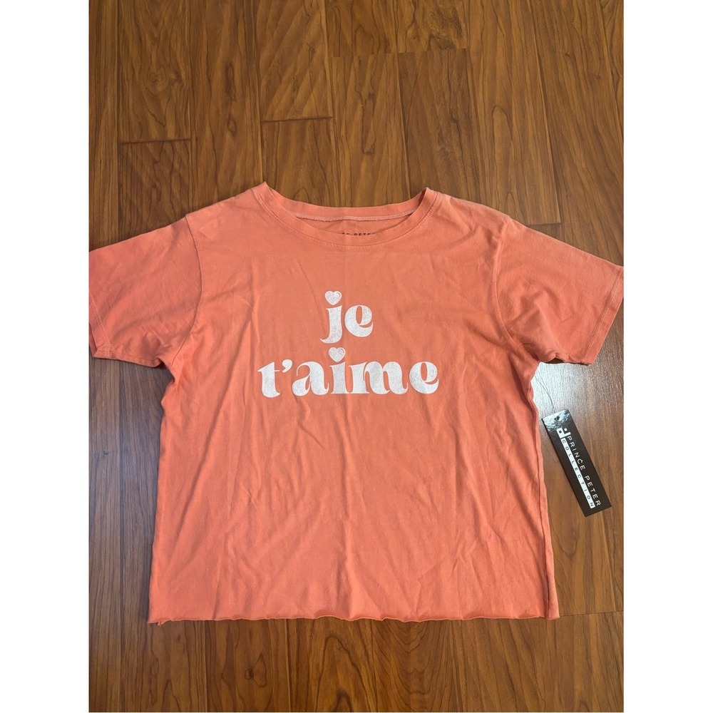 NWT Prince Peter Collection Je t'aime Coral Graphic Tee Girls XL